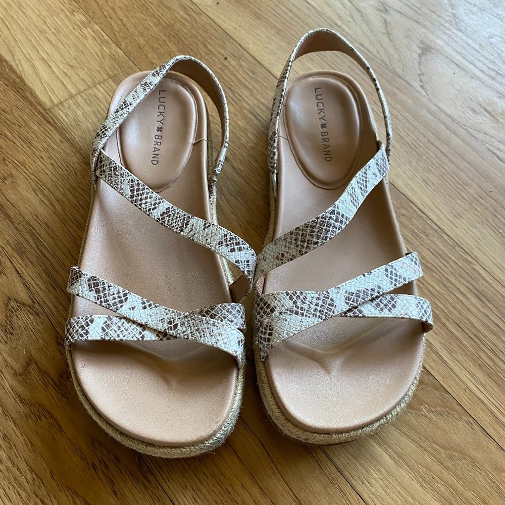 Lucky Brand "Tan Colored with Snake Skin Pattern" Sandals - Size 10M